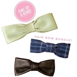 Custom Hair bow Bow Tie combo Clip on Set of 3